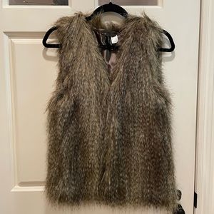 H&M Brown Faux Fur Vest Jacket